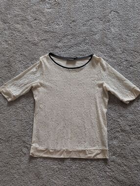 The Limited Cream Lace Short Sleeve Top Size Large